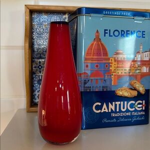 Red Glass Decorative Vase - Unbranded